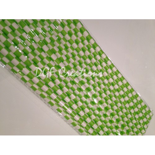 Checkered Lime Pattern  Paper Straw click on image to view different color option